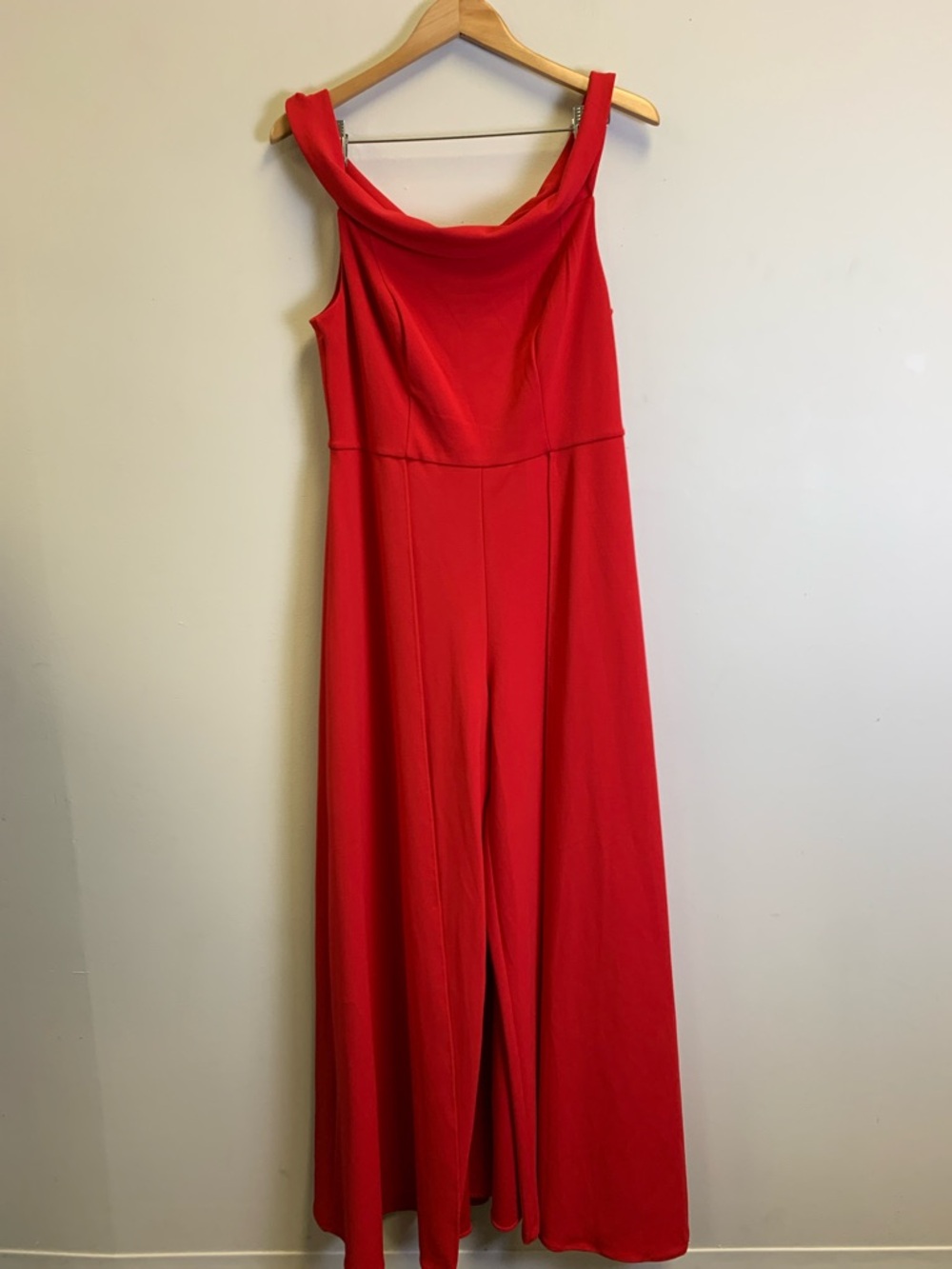 MARINA Vibrant Red Draped Jumpsuit